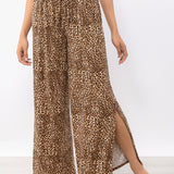 Pantalone lungo con spacchi stampa animalier - LO60