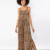 Pantalone lungo con spacchi stampa animalier - LO60