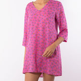 Kaftano corto con scollo a V animalier - FUXIA - MC70