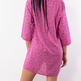 Kaftano corto con scollo a V animalier - FUXIA - MC70