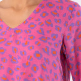 Kaftano corto con scollo a V animalier - FUXIA - MC70