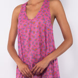 Abito lungo spallina incrociata animalier - FUXIA - MC82
