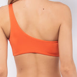 Top bikini monospalla con coppe imbottite estraibili - ARANCIO - CA37