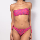 Bikini set fascia con coppe imbottite estraibili e slip annodato - FUXIA - MC10