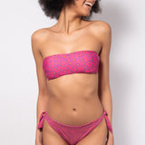 Bikini set fascia con coppe imbottite estraibili e slip annodato - FUXIA - MC10