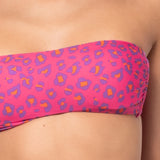 Bikini set fascia con coppe imbottite estraibili e slip annodato - FUXIA - MC10