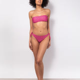 Bikini set fascia con coppe imbottite estraibili e slip annodato - FUXIA - MC10