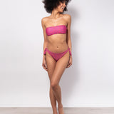Bikini set fascia con coppe imbottite estraibili e slip annodato - FUXIA - MC10