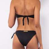 Bikini set fascia con coppe imbottite estraibili e slip annodato - NERO - SJ10