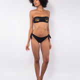 Bikini set fascia con coppe imbottite estraibili e slip annodato - NERO - SJ10
