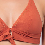 Triangolo bikini alto con coppe imbottite estraibili - CARAMELLO - DN05