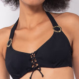 Triangolo bikini non imbottito con ferretto invisibile - NERO - UO01