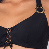 Triangolo bikini non imbottito con ferretto invisibile - NERO - UO01