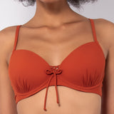 Bikini top con coppe imbottite e ferretto - CARAMELLO - UO02