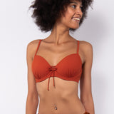 Bikini top con coppe imbottite e ferretto - CARAMELLO - UO02