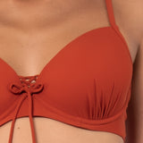 Bikini top con coppe imbottite e ferretto - CARAMELLO - UO02