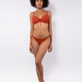 Bikini top con coppe imbottite e ferretto - CARAMELLO - UO02