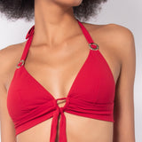 Bikini a triangolo alto con coppe imbottite estraibili - ROSSO - UO05