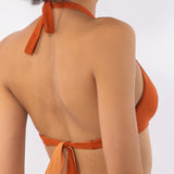 Bikini a triangolo alto regolabile non imbottito - CARAMELLO - UO06
