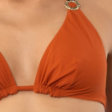 Bikini a triangolo alto regolabile non imbottito - CARAMELLO - UO06