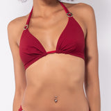 Bikini a triangolo alto regolabile non imbottito - ROSSO - UO06