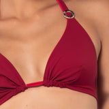 Bikini a triangolo alto regolabile non imbottito - ROSSO - UO06