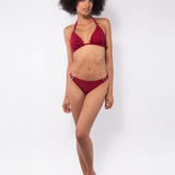 Bikini a triangolo alto regolabile non imbottito - ROSSO - UO06