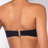Bikini a fascia con ferretto invisibile e spalline removibili - NERO - UO08