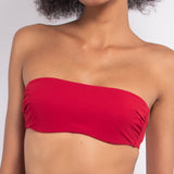 Bikini a fascia con ferretto invisibile e spalline removibili - ROSSO - UO08