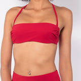 Bikini a fascia con ferretto invisibile e spalline removibili - ROSSO - UO08