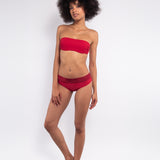 Bikini a fascia con ferretto invisibile e spalline removibili - ROSSO - UO08
