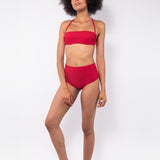 Bikini a fascia con ferretto invisibile e spalline removibili - ROSSO - UO08