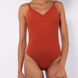 Costume intero con coppe imbottite estraibili - CARAMELLO - UO23