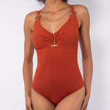 Costume intero non imbottito con ferretto invisibile - CARAMELLO - UO29