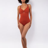 Costume intero non imbottito con ferretto invisibile - CARAMELLO - UO29