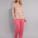 Pigiama Serafino Lungo in Viscosa Lotus - ROSA - LO11