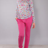 Pigiama Serafino Lungo in Viscosa Lotus - AZZURRO - LO11