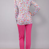 Pigiama Serafino Lungo in Viscosa Lotus - AZZURRO - LO11