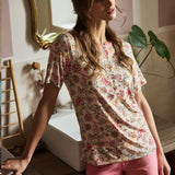 Pigiama Serafino Corto in Viscosa Lotus - ROSA - LO12