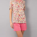 Pigiama Serafino Corto in Viscosa Lotus - ROSA - LO12