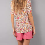 Pigiama Serafino Corto in Viscosa Lotus - ROSA - LO12