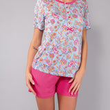 Pigiama Serafino Corto in Viscosa Lotus - AZZURRO - LO12