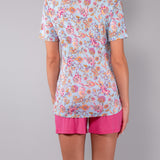 Pigiama Serafino Corto in Viscosa Lotus - AZZURRO - LO12