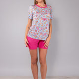 Pigiama Serafino Corto in Viscosa Lotus - AZZURRO - LO12