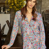 Pigiama Aperto Lungo in Viscosa Lotus - AZZURRO - LO13