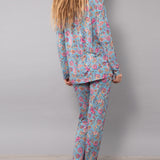 Pigiama Aperto Lungo in Viscosa Lotus - AZZURRO - LO13