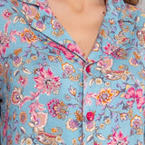 Pigiama Aperto Lungo in Viscosa Lotus - AZZURRO - LO13