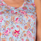 Camicia da Notte Serafino Corta in Viscosa Lotus - AZZURRO - LO26