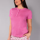 Pigiama Serafino in Cotone Bouquet - FUXIA - NB10