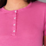 Pigiama Serafino in Cotone Bouquet - FUXIA - NB10